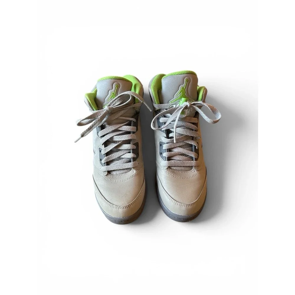 Nike Air Jordan 5 Retro‎ Green Bean Size 6.5Y Silver Grey Green